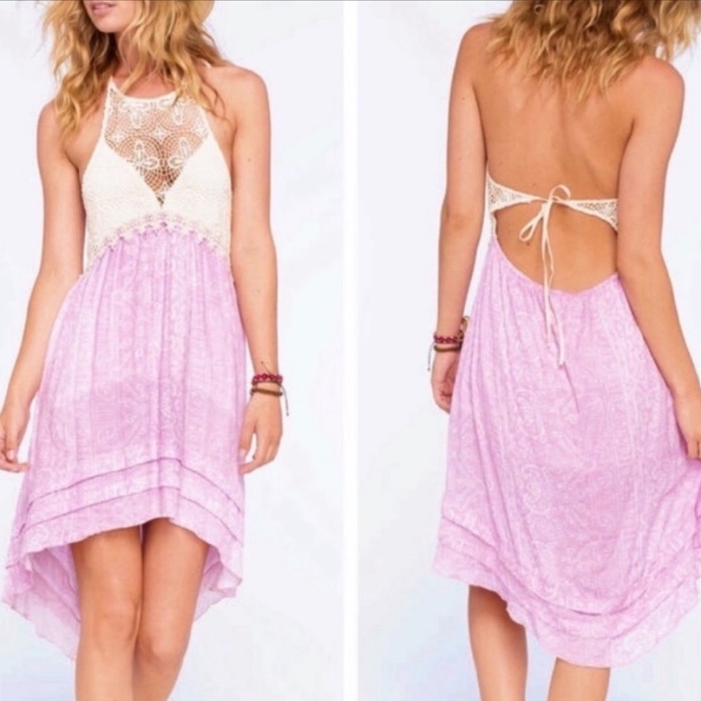 O'Neill Pink and Cream Lace Midi Dress